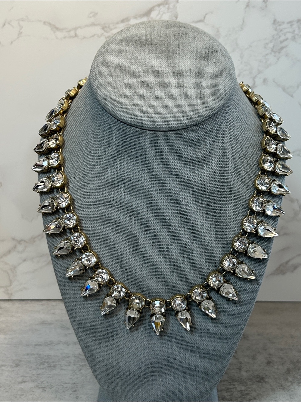 J. Crew Gold-Tone Teardrop Clear Crystal Necklace